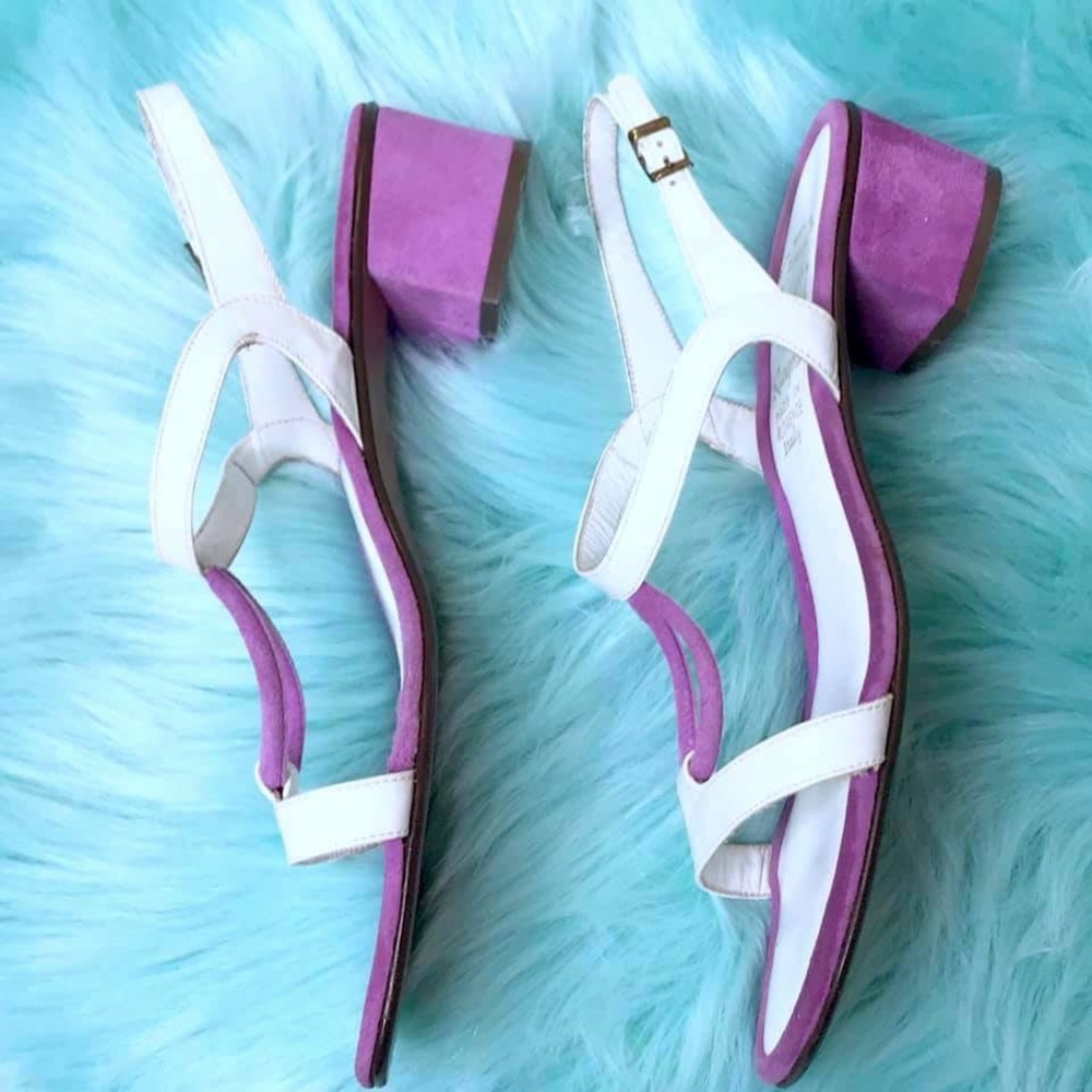 Amalfi By Rangoni 70s SUEDE LEATHER Strappy Low Heel Sandals Women’s 8.5 - Picture 5 of 10